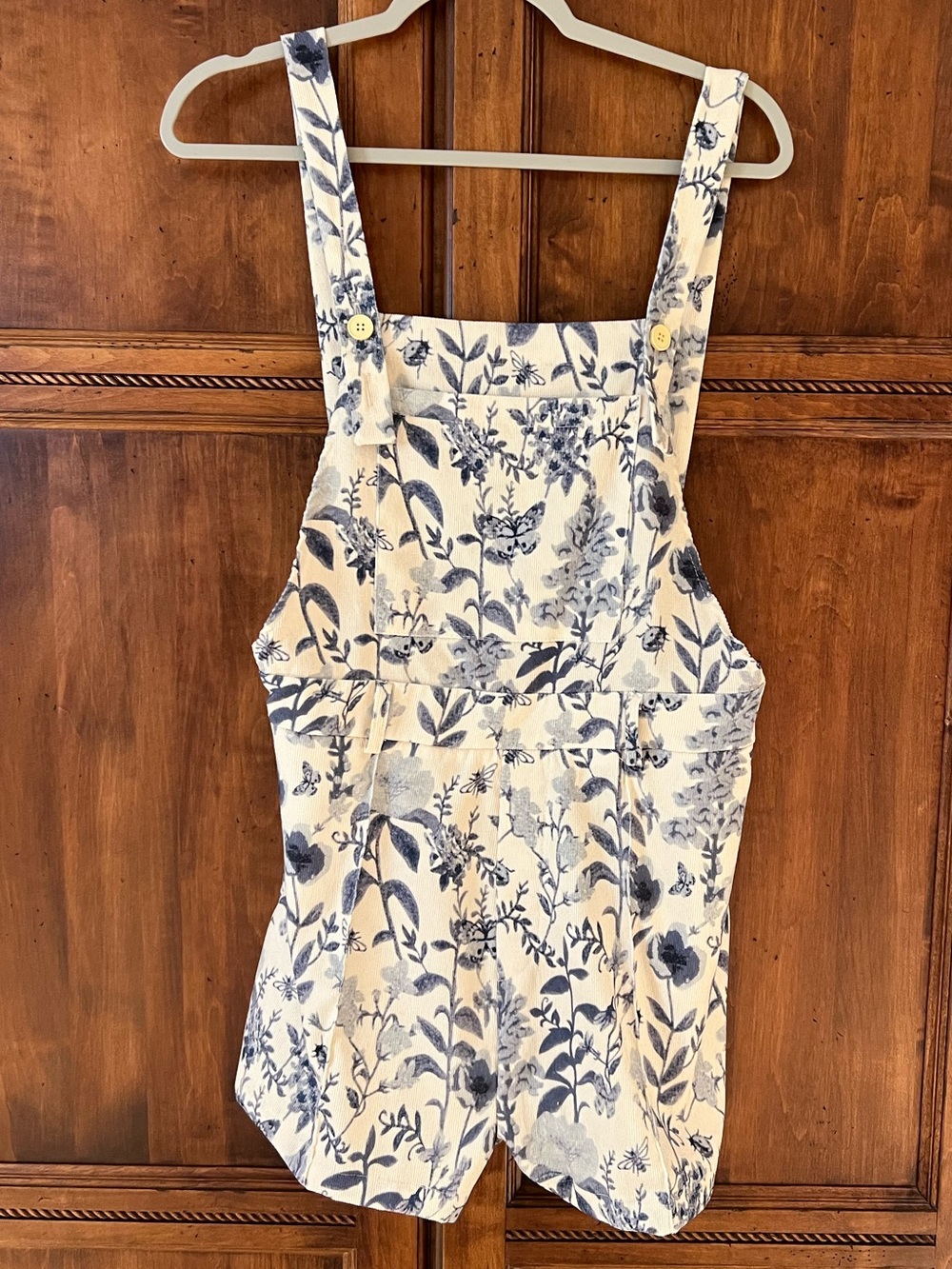 Cider Blue Floral Printed Linen-Blend Romper